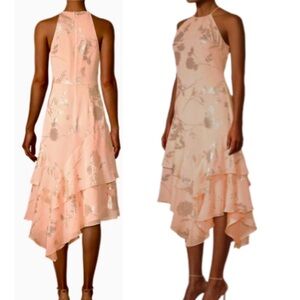 Parker Black Peach  Gold Floral Sleeveless Midi
Size Small Petite